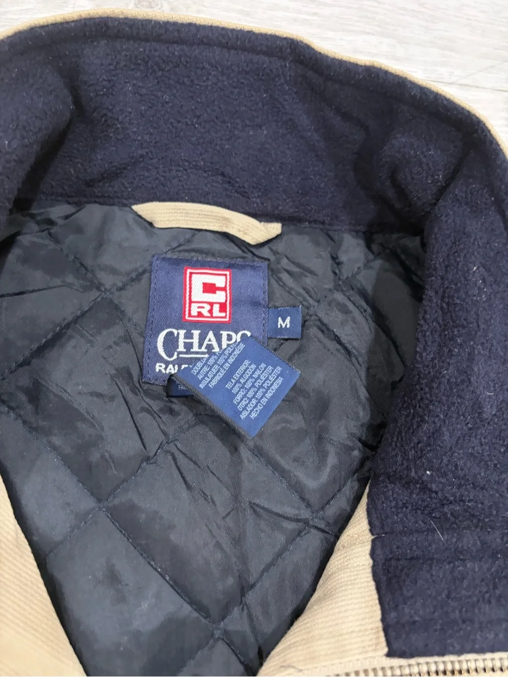 Chaps Polo Ralph Lauren Tap Corduroy Full Zip Up Jacket With Black Collar Size M